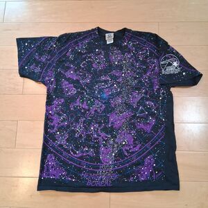 Vintage 90s Liquid Blue Hemisphere Boreal Constellations T-Shirt XL AOP 1993 90s